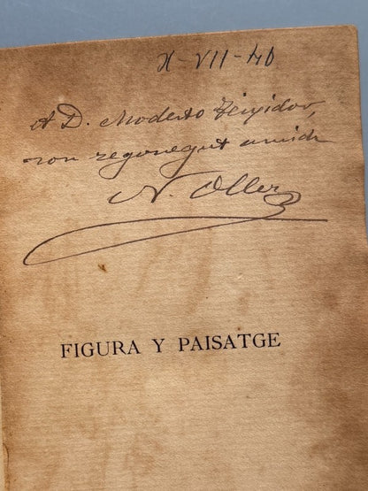 Figura y paisatge, Narcís Oller (firmado - 1ª ed.) - Tip. L'Avenç, 1897