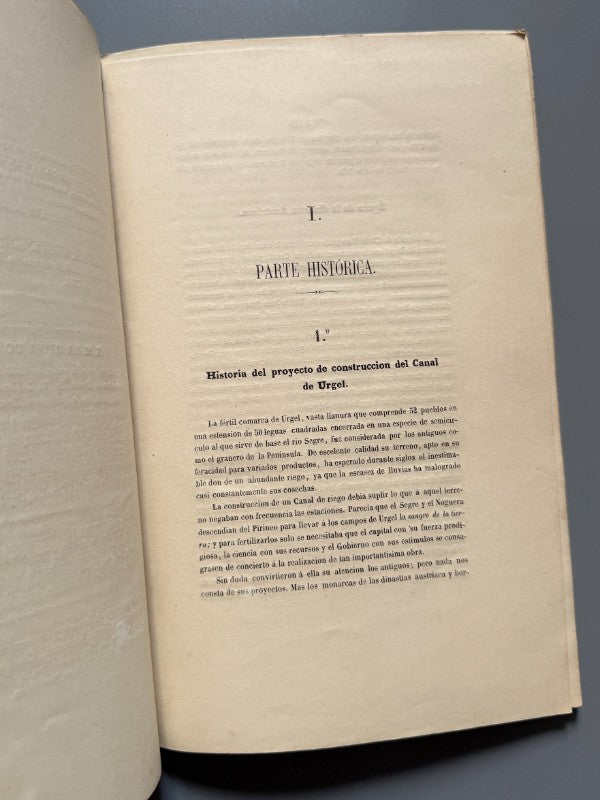 Reseña de la obra del Canal de Urgel - Establecimiento Tipográfico de Narciso Ramírez y Rialp, 1861