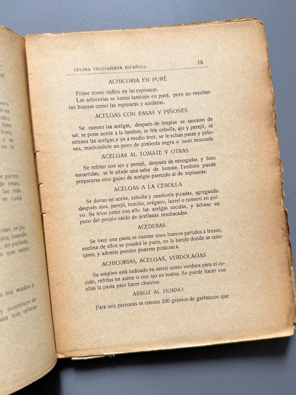 Cocina vegetariana española, Concepción Pérez de Corvo (1ª ed.) - Francisco Uceda, 1922