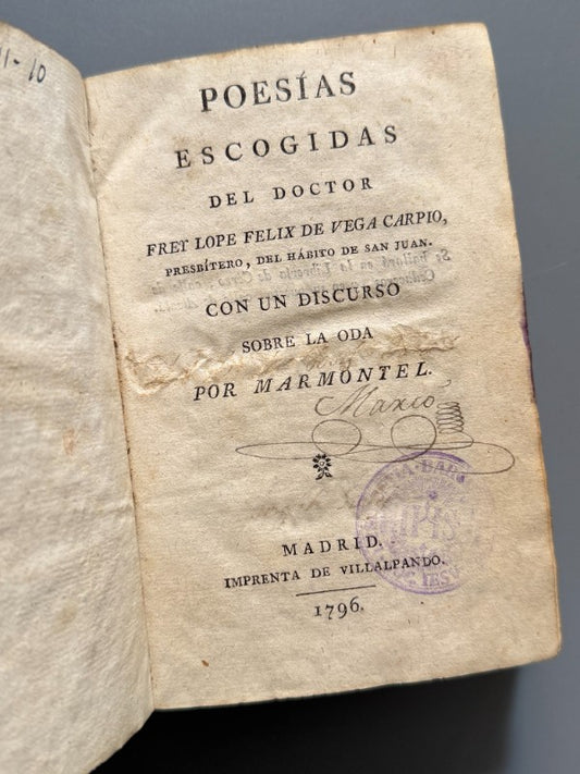 Poesías escogidas de Lope de Vega - Imprenta de Villalpando, 1796