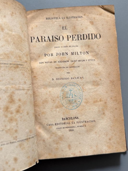 El paraíso perdido, John Milton - Casa Editorial La Ilustración, 1868
