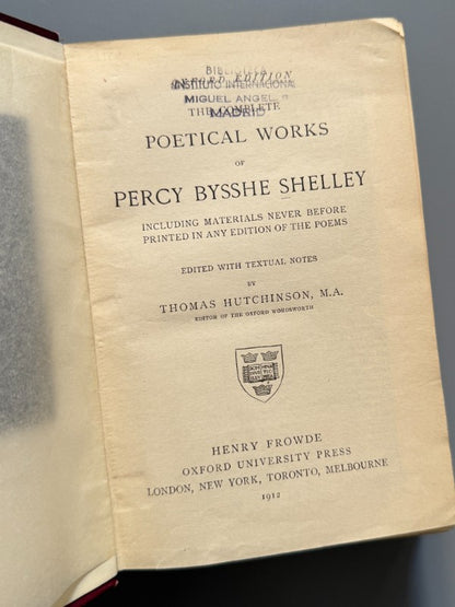 Poetical works of Percy Bysshe Shelley - Henry Frowde, 1912