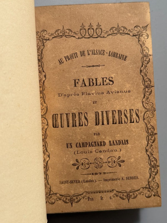 Fables d'après Flavius Avianus et oeuvres diverses par un campagnard landais (Louis Candau) - 1872