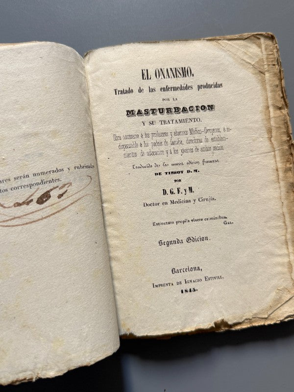 El onanismo. Enfermedades derivadas de la masturbación - Imprenta de Ignacio Estivill, 1845