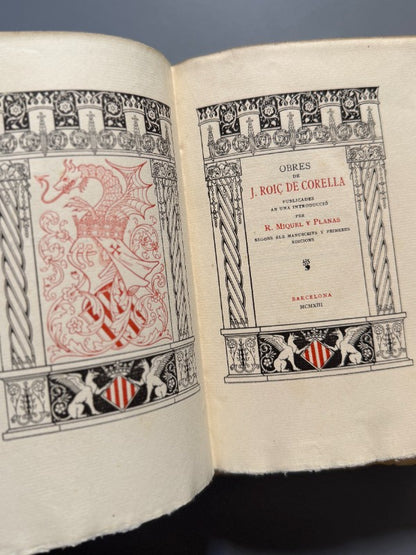 Obres de J. Roiç de Corella ab una introducció de R. Miquel y Planas  - 1913