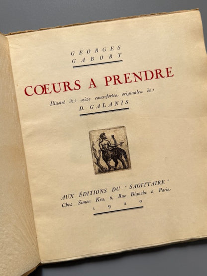 Coeurs a prendre, Georges Gabory. D. Galanis (nº10 - papel japón) - Editorial Sagittaire, 1920