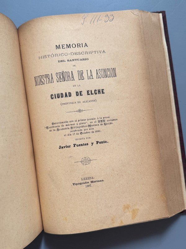 Antigüedades prehistóricas de Andalucía, Góngora y Martínez, 1868 + Memoria de Nuestra Señora de la Asunción de Elche, 1887