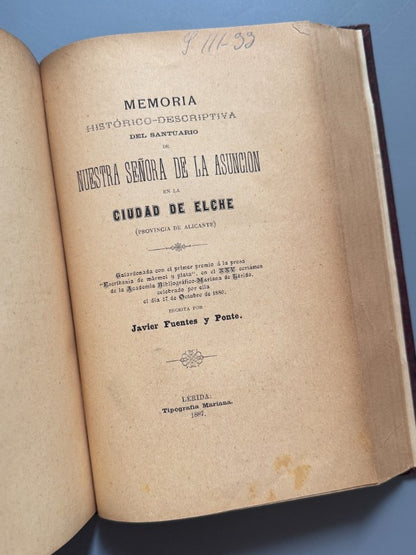 Antigüedades prehistóricas de Andalucía, Góngora y Martínez, 1868 + Memoria de Nuestra Señora de la Asunción de Elche, 1887