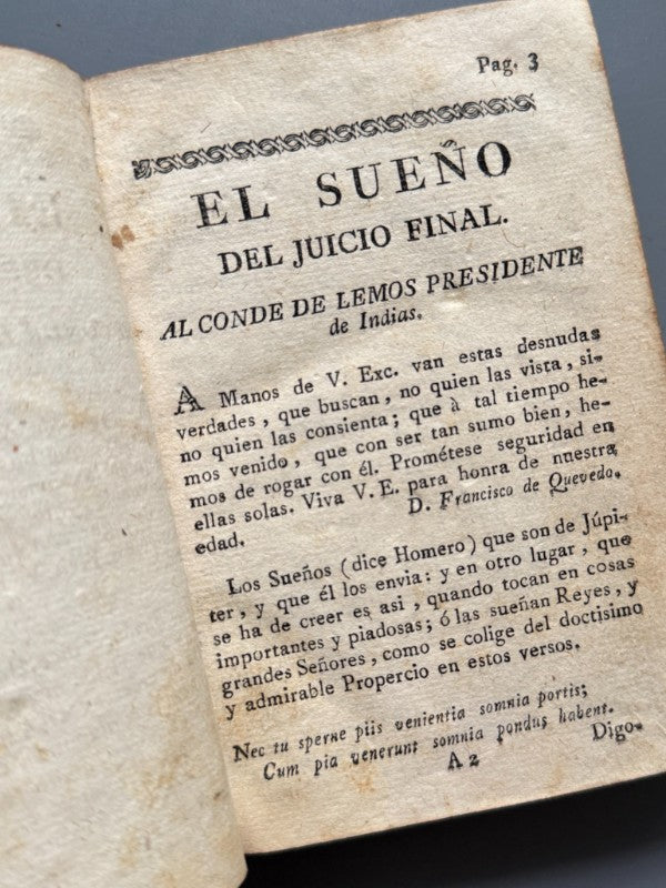 Sueños y discursos, Francisco de Quevedo - Impresor de S. R. M., s.XVIII