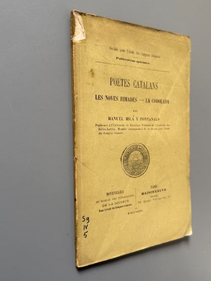 Poètes catalans, Manuel Milá y Fontanals (firmado) - Maisonneuve, 1876