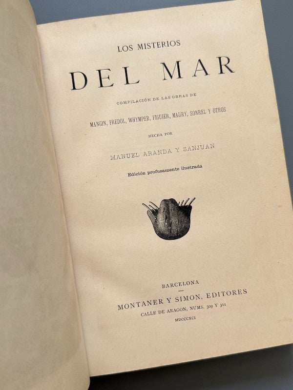 Los misterios del mar, Manuel Aranda y Sanjuan - Editorial Montaner y Simón, 1891