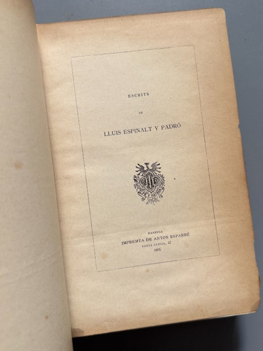 Escrits de Lluis Espinalt y Padró - Imprenta de Anton Esparbé, 1895 - Antigularia (detalle 1)