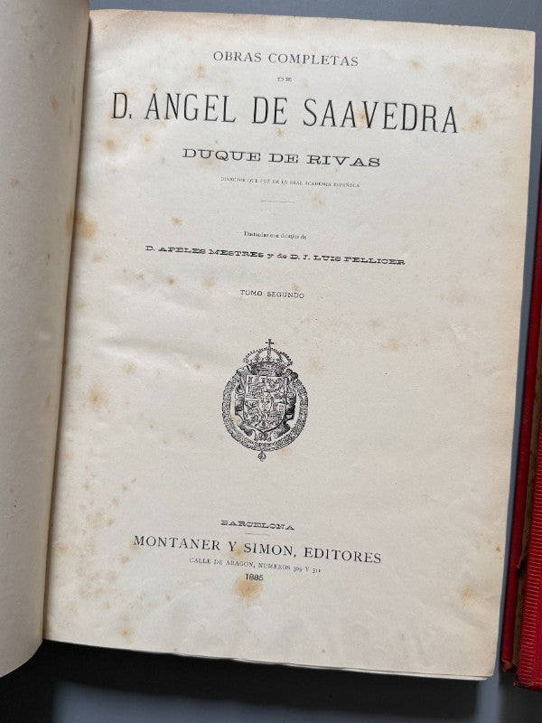 Obras completas del Duque de Rivas - Montaner y Simón, 1884