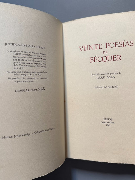 Veinte poesías de Bécquer (ejemplar nº265) - Editorial Argos, 1946