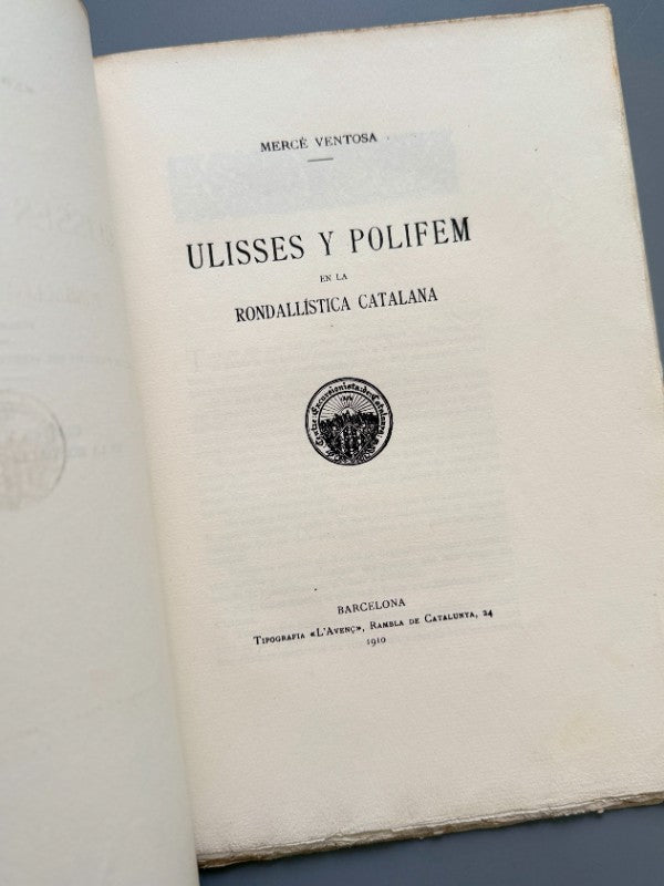 Ulisses y Polifem en la rondallística catalana, Mercè Ventosa - Tipografia L'Avenç, 1910