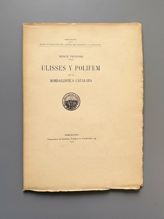 Ulisses y Polifem en la rondallística catalana, Mercè Ventosa - Tipografia L'Avenç, 1910