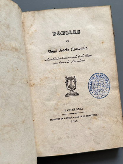 Poesías de Doña Josefa Massanés - Imprenta de J. Rubió, 1841