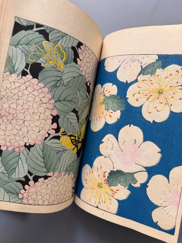 Japón. Libro de diseños japoneses, xilografía. Vol. I y V - periodo Meiji o Taisho