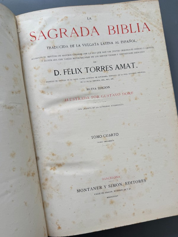 La Sagrada Biblia. Félix Torres Amat - Editorial Montaner y Simón, 1883-1884