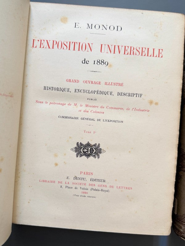 L'Exposition Universelle de 1889, E. Monod (Exposición Universal de París) - E. Dentu Éditeur, 1890