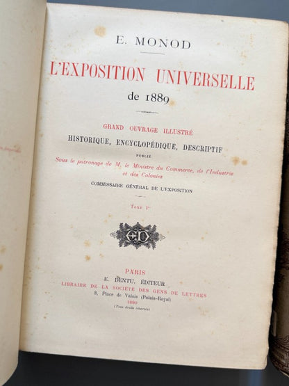 L'Exposition Universelle de 1889, E. Monod (Exposición Universal de París) - E. Dentu Éditeur, 1890