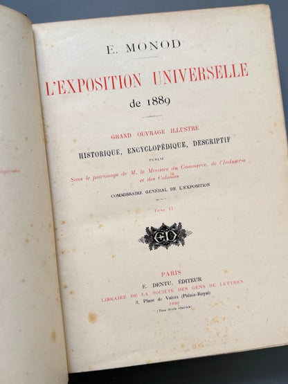 L'Exposition Universelle de 1889, E. Monod (Exposición Universal de París) - E. Dentu Éditeur, 1890