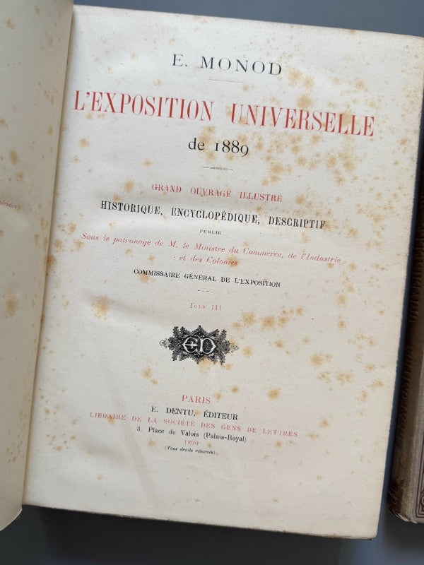 L'Exposition Universelle de 1889, E. Monod (Exposición Universal de París) - E. Dentu Éditeur, 1890