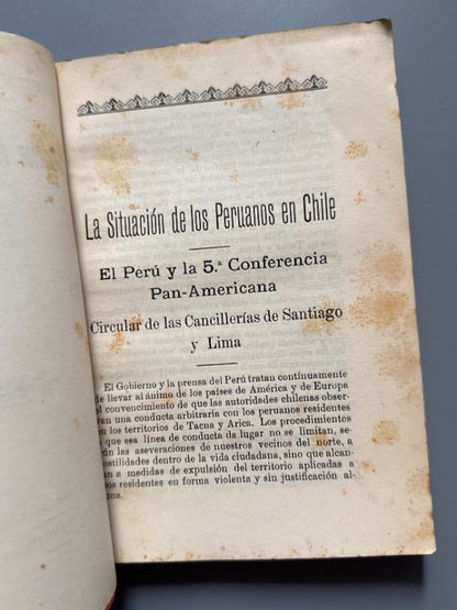 La situación de los peruanos en Chile - Imprenta del Ministerio de Guerra, 1923