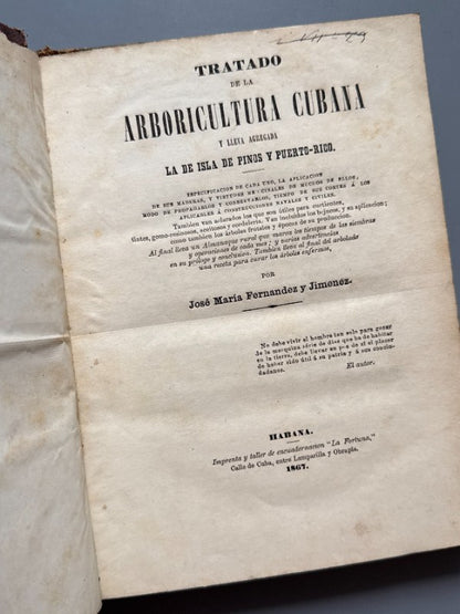 Tratado de la arboricultura cubana, José María Fernández Jiménez - La Habana, 1867