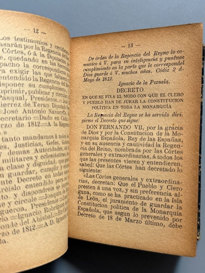 Las Constituciones Españolas de 1812 y la vigente de 1876 - Madrid, 1898