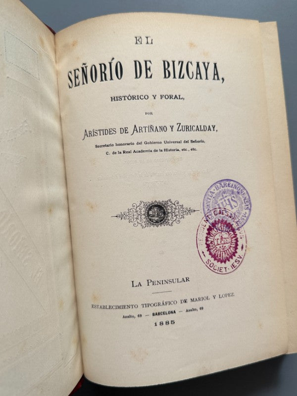 El señorío de Bizcaya, Arístides Artiñano y Zuricalday - Editorial La Peninsular, 1885