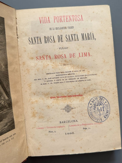 Vida portentosa de la Virgen Santa Rosa de Lima - Librería y Tipografía Católica, 1886