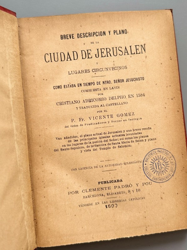 Breve descripción y plano de la ciudad de Jerusalén - Clemente Padró y Pou, 1890