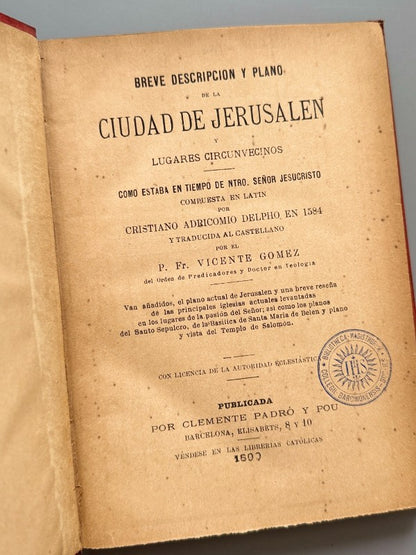 Breve descripción y plano de la ciudad de Jerusalén - Clemente Padró y Pou, 1890