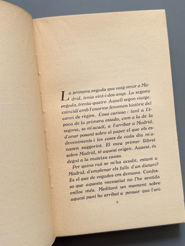 Madrid. L'adveniment de la República, Josep Pla - Biblioteca Catalana D'Autors Independents, 1933