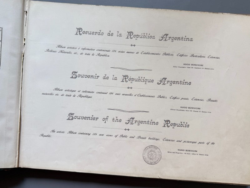 Recuerdo de la República Argentina - Hugo Bonvicini, ca. 1920