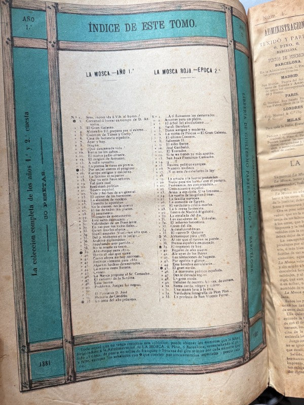 La Mosca Roja, periódico político joco-serio - Texidó y Parera, 1881-1884 - Antigularia (detalle 3)