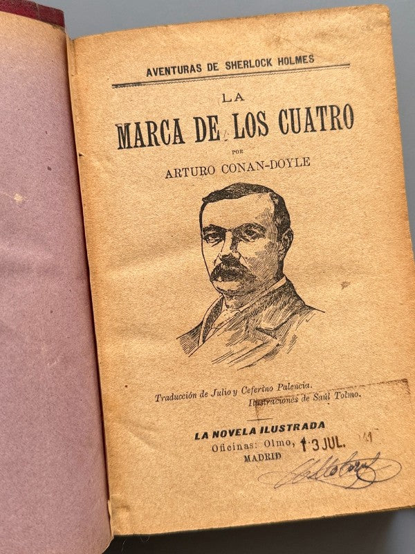 La marca de los cuatro, El pulgar del ingeniero..., Arthur Conan Doyle - La Novela Ilustrada, c.1910