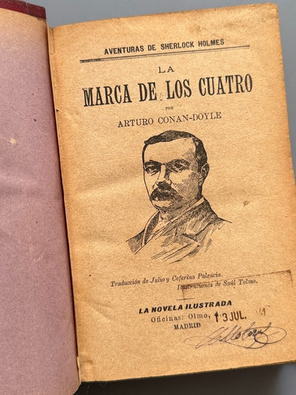 La marca de los cuatro, El pulgar del ingeniero..., Arthur Conan Doyle - La Novela Ilustrada, c.1910