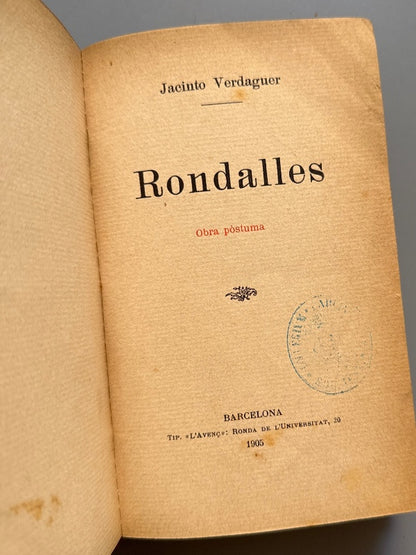 Rondalles: Obra póstuma, Jacinto Verdaguer - Tip. L'Avenç, 1905