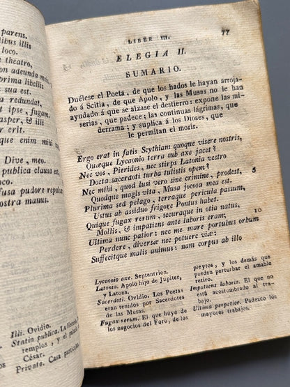 Ovidii Nasonis Tristium: Libri V. Argumentis - Editorial Franciscum Piferrer, s.XVIII