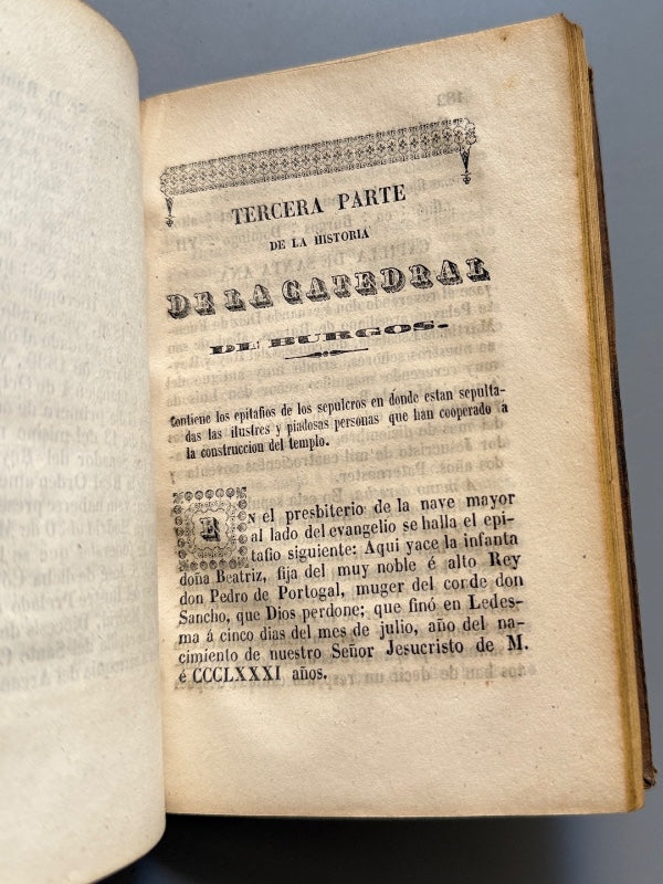 Historia de la Catedral de Burgos, Pedro Orcajo - Sergio de Villanueva, 1847