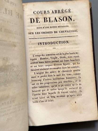 Cours abrégé de blason. Ordres de chevalerie - París, 1840
