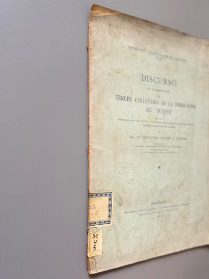Discurso tercer centenario de la publicación del "Quijote" - Antonio Rubió y Lluch, 1905