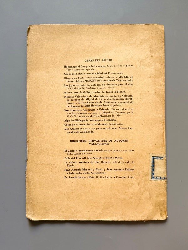 El folklore valenciano en el Don Quijote, Francisco Martínez Martínez - Valencia, 1922