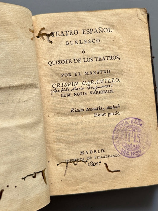Teatro español burlesco, Crispin Caramillo - Imprenta de Villalpando, 1802