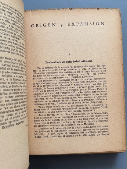 Historia de los hermanos de tres puntos, Alberto J. Triana (1ª ed.). Masonería - Buenos Aires, 1957
