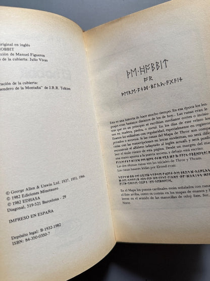 El hobbit, J. R. R. Tolkien (1ª ed. española) - Editorial Minotauro, 1982