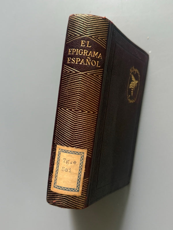 El epigrama español (Del siglo I al XX), Federico Carlos Sáinz de Robles - M. Aguilar Editor, 1941