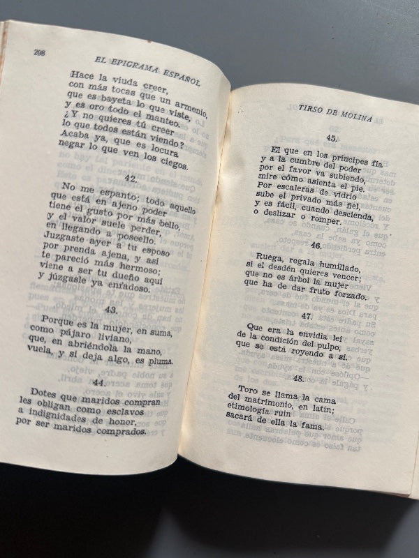 El epigrama español (Del siglo I al XX), Federico Carlos Sáinz de Robles - M. Aguilar Editor, 1941